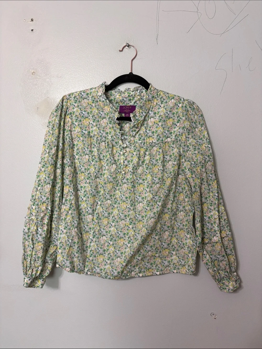 J.Crew x Liberty Floral Cotton Ruffle Blouse Puff Sleeve XS